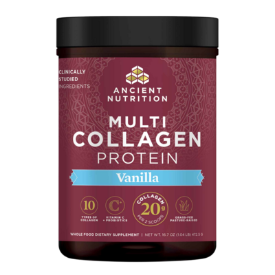 Multi Collagen Protein Vanilla by Ancient Nutrition, 472.5 Grams