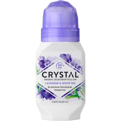 Lavender & White Tea Roll On Deodorant by Crystal, 2.25 Ounces
