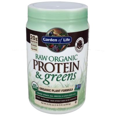 Raw Organic Protein and Greens Chocolate Powder by Garden of Life, 611 Grams